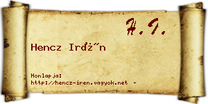 Hencz Irén névjegykártya